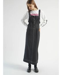 FRONT ZIP DENIM JUMPER SKIRT