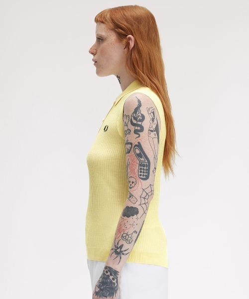 セール】Sheer Knitted Polo Shirt／シアーニットポロシャツ