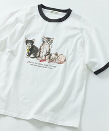 FREAK'S STORE | 限定展開 ビッグシルエット 両面プリント クルーネック Tシャツ / Kitten(Tシャツ/カットソー)