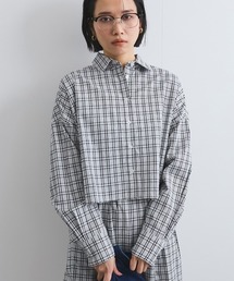 スリットスリーブチェックシャツブラウス≪手洗い可能≫