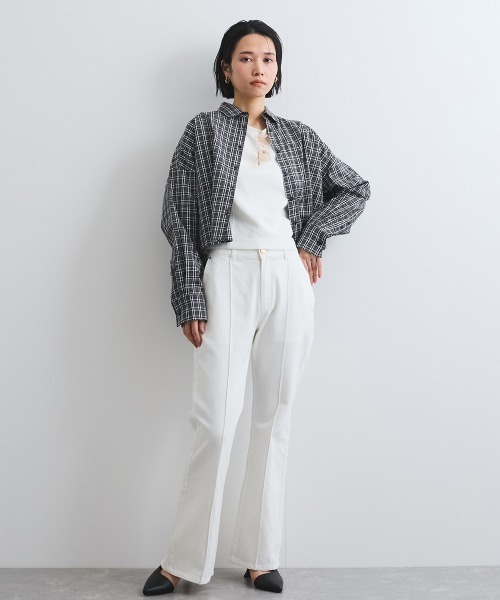 VICKY（ビッキー）の「スリットスリーブチェックシャツブラウス≪手洗い可能≫（シャツ/ブラウス・レディース・ホワイト系その他/ブラック系その他・M）」の14枚目の写真