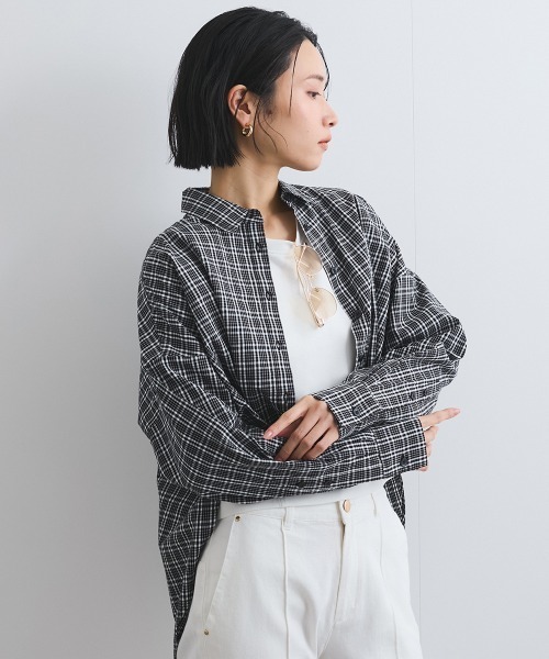 VICKY（ビッキー）の「スリットスリーブチェックシャツブラウス≪手洗い可能≫（シャツ/ブラウス・レディース・ホワイト系その他/ブラック系その他・M）」の15枚目の写真