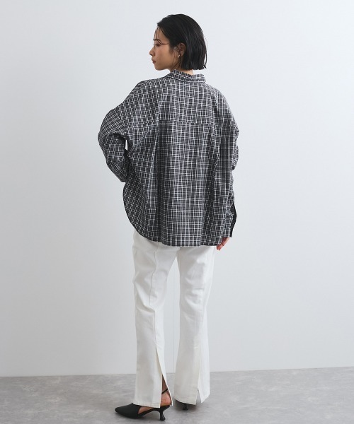 VICKY（ビッキー）の「スリットスリーブチェックシャツブラウス≪手洗い可能≫（シャツ/ブラウス・レディース・ホワイト系その他/ブラック系その他・M）」の16枚目の写真