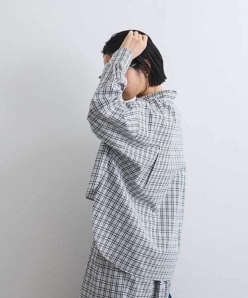 VICKY（ビッキー）の「スリットスリーブチェックシャツブラウス≪手洗い可能≫（シャツ/ブラウス・レディース・ホワイト系その他/ブラック系その他・M）」の8枚目の写真