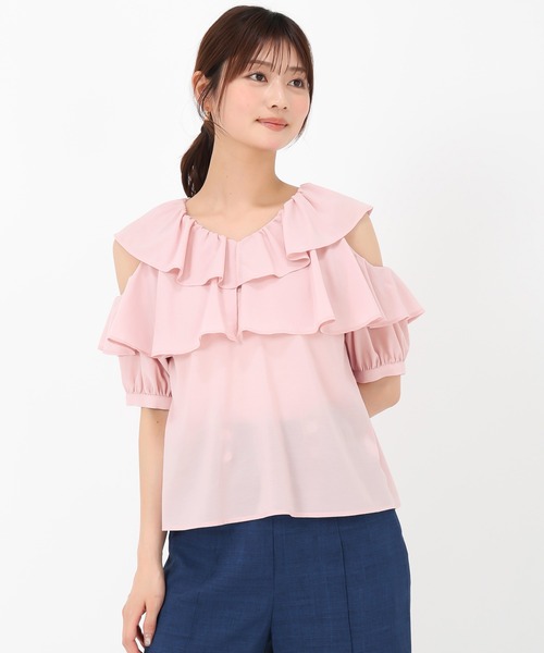 MISCH MASCH(ミッシュマッシュ)の「肩開きフリル5分袖ブラウス(シャツ/ブラウス・レディース・ホワイト/ブラック/ピンク・フリ-)」の18枚目の写真