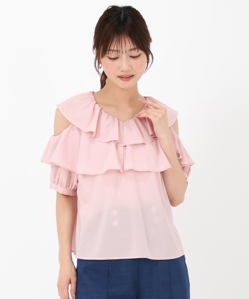 MISCH MASCH(ミッシュマッシュ)の「肩開きフリル5分袖ブラウス(シャツ/ブラウス・レディース・ホワイト/ブラック/ピンク・フリ-)」の19枚目の写真