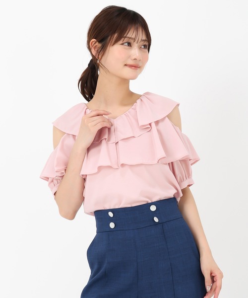 MISCH MASCH(ミッシュマッシュ)の「肩開きフリル5分袖ブラウス(シャツ/ブラウス・レディース・ホワイト/ブラック/ピンク・フリ-)」の10枚目の写真