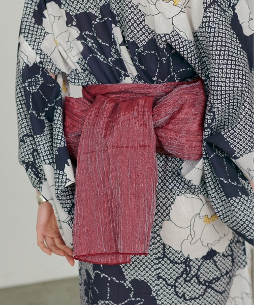 LARUTA（ラルータ）の「【LARUTA】ラメしわ兵児帯（和装小物・レディース・レッド/ブラウン/ブラック/マスタード/ラベンダー・FREE）」の9枚目の写真