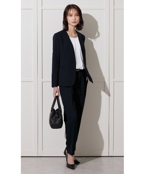 AOYAMA(アオヤマ)の「【着る日傘・接触冷感・吸汗速乾】機能性バツグン◎Vカラージャケット|オフィス&通勤&入卒&七五三&オケージョン|自宅で洗える!・セットアップ着用可|〈大きいサイズあり〉(スーツジャケット・レディース・ネイビー・11号/9号/13号/7号/15号/17号/5号)」の2枚目の写真
