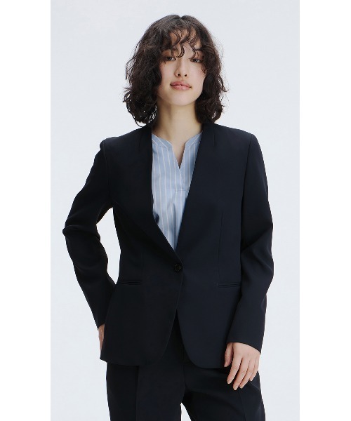 AOYAMA(アオヤマ)の「【着る日傘・接触冷感・吸汗速乾】機能性バツグン◎Vカラージャケット|オフィス&通勤&入卒&七五三&オケージョン|自宅で洗える!・セットアップ着用可|〈大きいサイズあり〉(スーツジャケット・レディース・ネイビー・11号/9号/13号/7号/15号/17号/5号)」の18枚目の写真