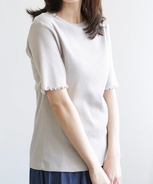 ikka(イッカ)の「ラメテレコ前後2WAYメローT(Tシャツ/カットソー・レディース・ブラック/ブルー/オフホワイト/ベージュ・M/L/S)」の3枚目の写真
