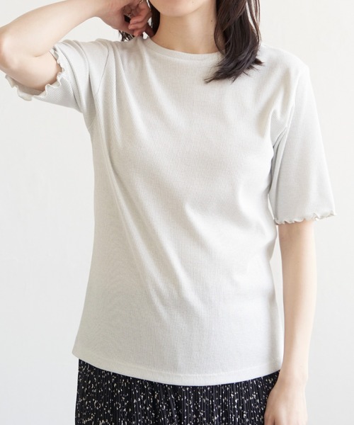 ikka(イッカ)の「ラメテレコ前後2WAYメローT(Tシャツ/カットソー・レディース・ブラック/ブルー/オフホワイト/ベージュ・M/L/S)」の2枚目の写真