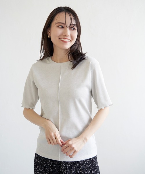 ikka(イッカ)の「ラメテレコ前後2WAYメローT(Tシャツ/カットソー・レディース・ブラック/ブルー/オフホワイト/ベージュ・M/L/S)」の16枚目の写真