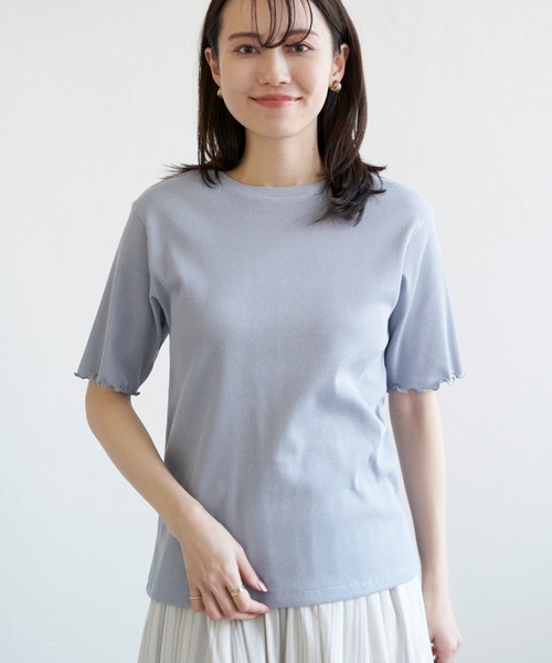 ikka(イッカ)の「ラメテレコ前後2WAYメローT(Tシャツ/カットソー・レディース・ブラック/ブルー/オフホワイト/ベージュ・M/L/S)」の17枚目の写真