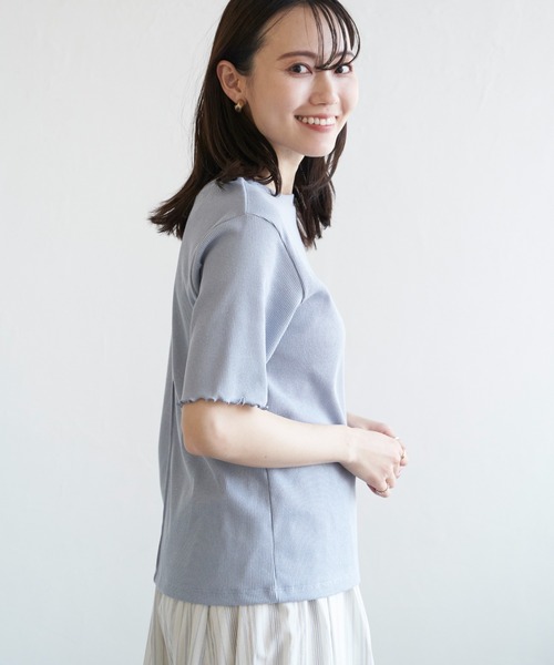 ikka(イッカ)の「ラメテレコ前後2WAYメローT(Tシャツ/カットソー・レディース・ブラック/ブルー/オフホワイト/ベージュ・M/L/S)」の18枚目の写真