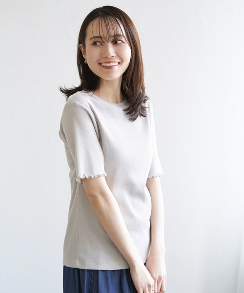 ikka(イッカ)の「ラメテレコ前後2WAYメローT(Tシャツ/カットソー・レディース・ブラック/ブルー/オフホワイト/ベージュ・M/L/S)」の7枚目の写真