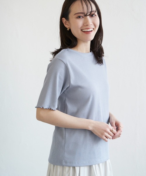ikka(イッカ)の「ラメテレコ前後2WAYメローT(Tシャツ/カットソー・レディース・ブラック/ブルー/オフホワイト/ベージュ・M/L/S)」の10枚目の写真
