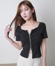 LIPSERVICE | ZIPギャザーカットトップス(Tシャツ/カットソー)