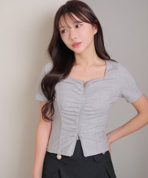 LIPSERVICE(リップサービス)の「ZIPギャザーカットトップス(Tシャツ/カットソー・レディース・ブラック/グレー/ホワイト・FREE)」の15枚目の写真