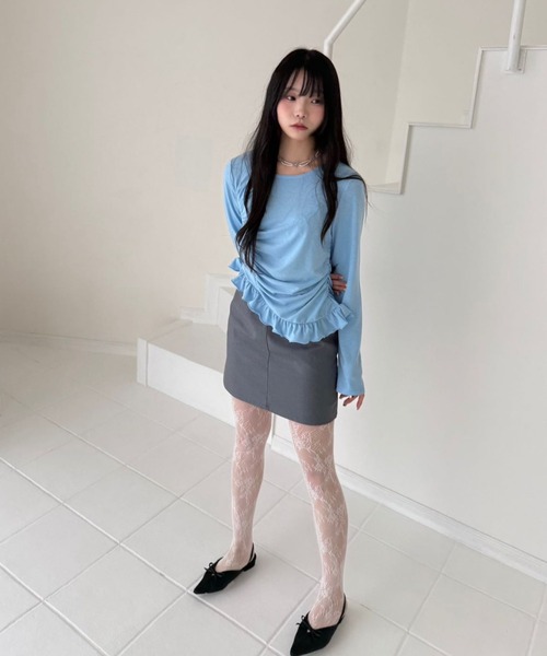 tシャツ FRILL GATHER TOPS/フリルギャザートップス レディース FRILL GATHER TOPS/フリルギャザートップス（Tシャツ/カットソー