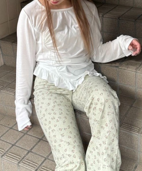 FRILL GATHER TOPS/フリルギャザートップス（Tシャツ/カットソー