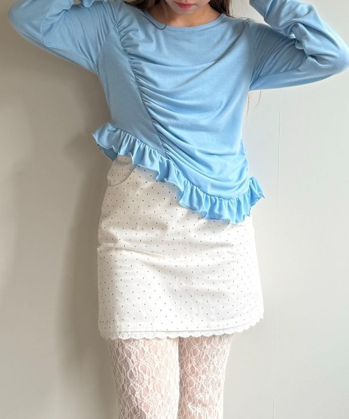 tシャツ FRILL GATHER TOPS/フリルギャザートップス レディース FRILL GATHER TOPS/フリルギャザートップス（Tシャツ/カットソー