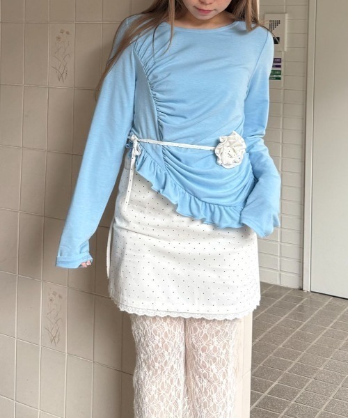 tシャツ FRILL GATHER TOPS/フリルギャザートップス レディース FRILL GATHER TOPS/フリルギャザートップス（Tシャツ/カットソー