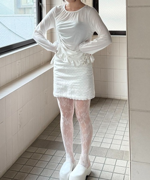 tシャツ FRILL GATHER TOPS/フリルギャザートップス レディース FRILL GATHER TOPS/フリルギャザートップス（Tシャツ/カットソー