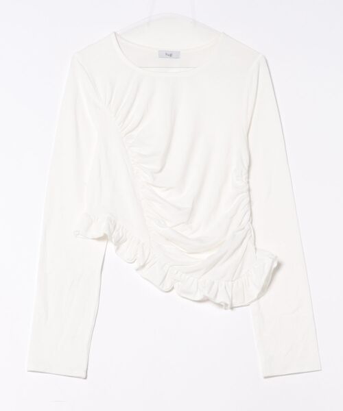 tシャツ FRILL GATHER TOPS/フリルギャザートップス レディース hugi tシャツ FRILL GATHER TOPS/フリルギャザートップス