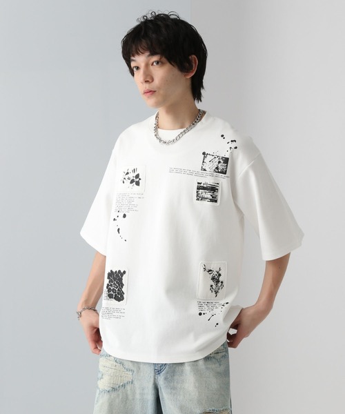 HARE（ハレ）の「パッチワークプリントカット(HARE)（Tシャツ/カットソー・メンズ・グレー/ブラック/ホワイト・FREE）」の10枚目の写真