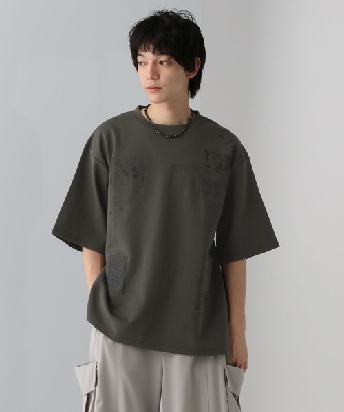 セール】パッチワークプリントカット(HARE)（Tシャツ/カットソー