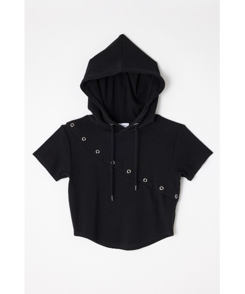 LAGUA GEM(ラグアジェム)の「RING BUTTON HOODIE トップス(パーカー・レディース・ブラック/グレー/ホワイト・FREE)」の12枚目の写真