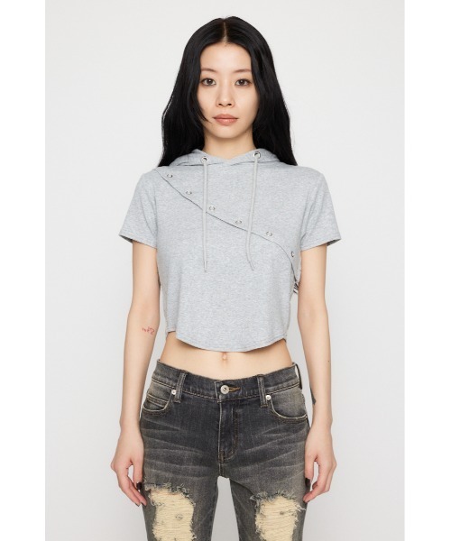LAGUA GEM(ラグアジェム)の「RING BUTTON HOODIE トップス(パーカー・レディース・ブラック/グレー/ホワイト・FREE)」の17枚目の写真