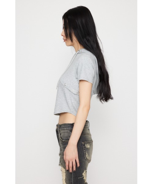 LAGUA GEM(ラグアジェム)の「RING BUTTON HOODIE トップス(パーカー・レディース・ブラック/グレー/ホワイト・FREE)」の18枚目の写真