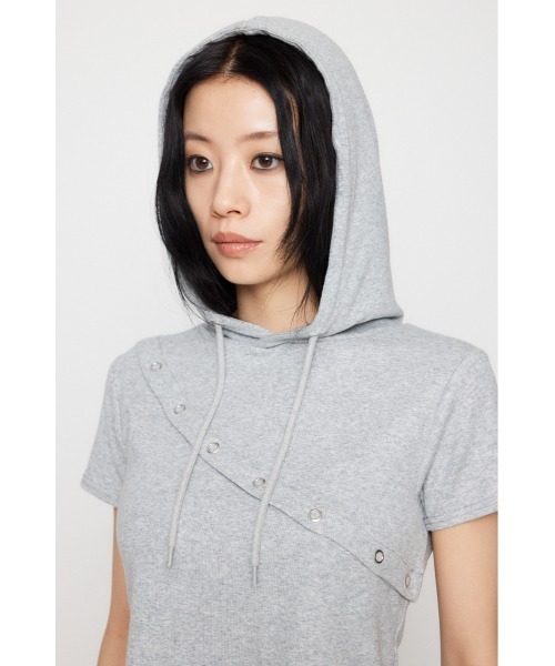 LAGUA GEM(ラグアジェム)の「RING BUTTON HOODIE トップス(パーカー・レディース・ブラック/グレー/ホワイト・FREE)」の20枚目の写真