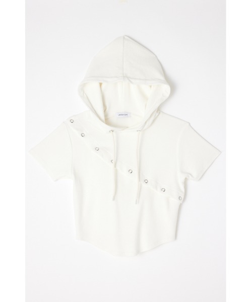LAGUA GEM(ラグアジェム)の「RING BUTTON HOODIE トップス(パーカー・レディース・ブラック/グレー/ホワイト・FREE)」の7枚目の写真