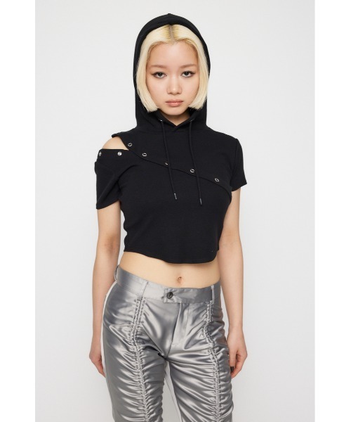 LAGUA GEM(ラグアジェム)の「RING BUTTON HOODIE トップス(パーカー・レディース・ブラック/グレー/ホワイト・FREE)」の9枚目の写真