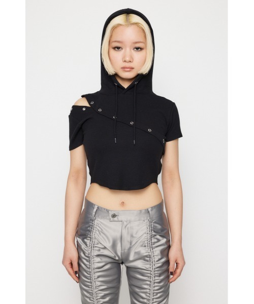 LAGUA GEM(ラグアジェム)の「RING BUTTON HOODIE トップス(パーカー・レディース・ブラック/グレー/ホワイト・FREE)」の8枚目の写真