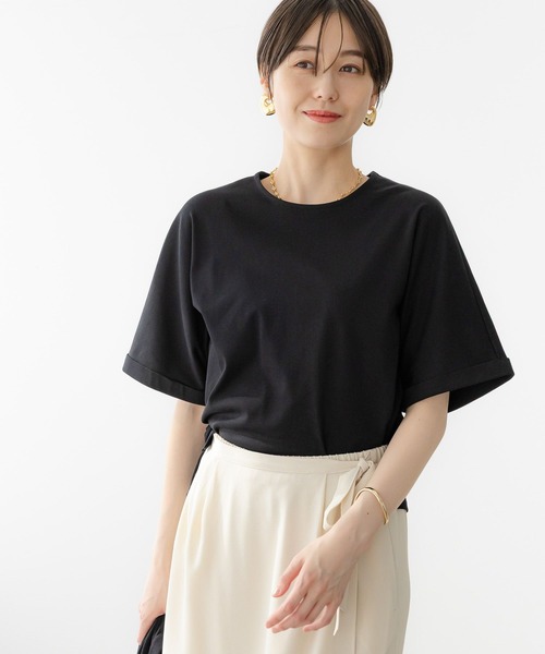 Elura（エルーラ）の「サマ見えリラックスＴシャツ/318893（Tシャツ/カットソー・レディース・チャコールグレー/ブラック/ホワイト系その他6/ライトピンク/ホワイト/ダークブラウン・SMALL/MEDIUM/LARGE）」の4枚目の写真