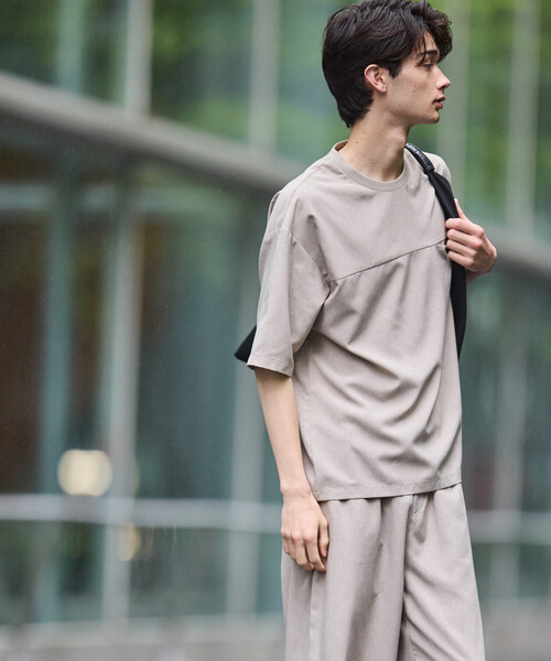 COMME CA ISM（コムサイズム）の「【セットアップ対応】ライトウエイト ポリエステル 布帛Ｔシャツ（Tシャツ/カットソー・メンズ・ネイビー/ベージュ/ブラック/カーキ・MEDIUM/LARGE/X-LARGE）」の5枚目の写真