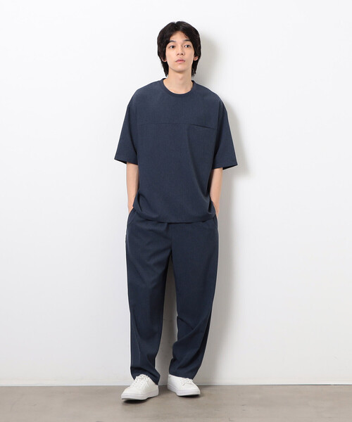 COMME CA ISM（コムサイズム）の「【セットアップ対応】ライトウエイト ポリエステル 布帛Ｔシャツ（Tシャツ/カットソー・メンズ・ネイビー/ベージュ/ブラック/カーキ・MEDIUM/LARGE/X-LARGE）」の10枚目の写真