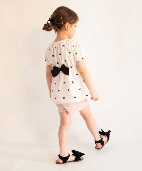 BRANSHES（ブランシェス）の「【綿100％】バックリボンチュニック（シャツ/ブラウス・キッズ・オフホワイト/ピンク・110/100/90/80/120/130）」の12枚目の写真