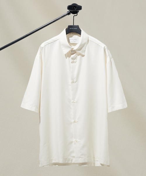 新品 未使用 UNITED TOKYOシャツ メンズ 半袖 接触冷感 ホワイト UNITED TOKYO シャツ SMALL MESH レギュラーシャツ (半袖