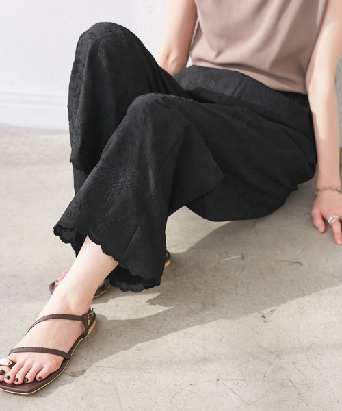 ROPE' PICNIC(ロペピクニック)の「刺繍イージーワイドパンツ(その他パンツ・レディース・ブラック/キナリ・38/36)」の7枚目の写真