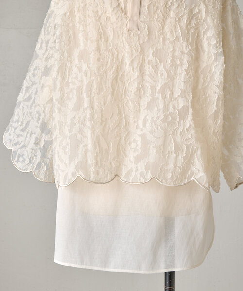 セール】《15 quinze》カットジャガードレイヤードブラウス
