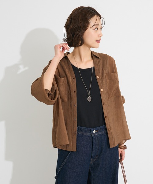 CRAFT STANDARD BOUTIQUE（クラフトスタンダードブティック）の「シアーシャツ◆（シャツ/ブラウス・レディース・ホワイト/ブラウン/チャコールグレー・FREE）」の5枚目の写真