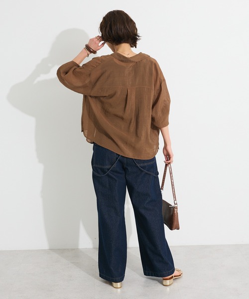 CRAFT STANDARD BOUTIQUE（クラフトスタンダードブティック）の「シアーシャツ◆（シャツ/ブラウス・レディース・ホワイト/ブラウン/チャコールグレー・FREE）」の9枚目の写真