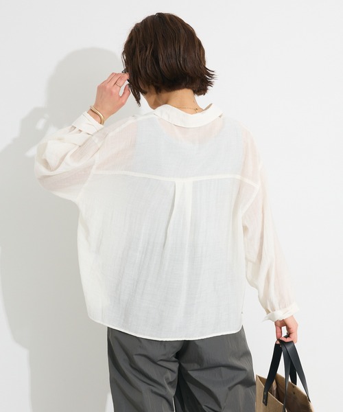 CRAFT STANDARD BOUTIQUE（クラフトスタンダードブティック）の「シアーシャツ◆（シャツ/ブラウス・レディース・ホワイト/ブラウン/チャコールグレー・FREE）」の14枚目の写真