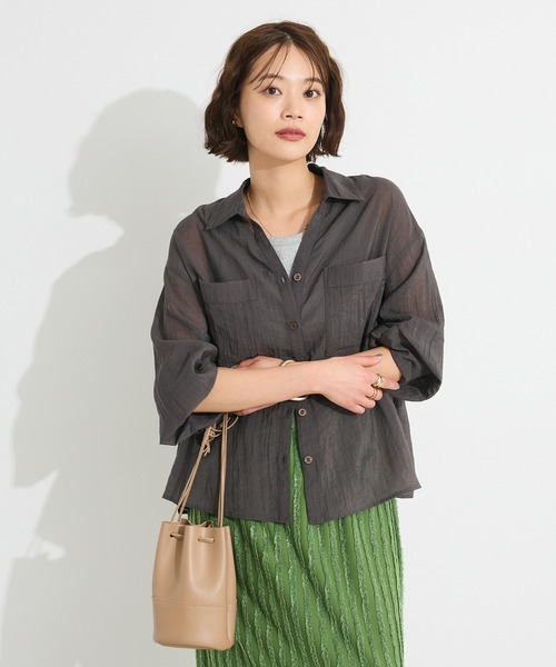CRAFT STANDARD BOUTIQUE（クラフトスタンダードブティック）の「シアーシャツ◆（シャツ/ブラウス・レディース・ホワイト/ブラウン/チャコールグレー・FREE）」の18枚目の写真