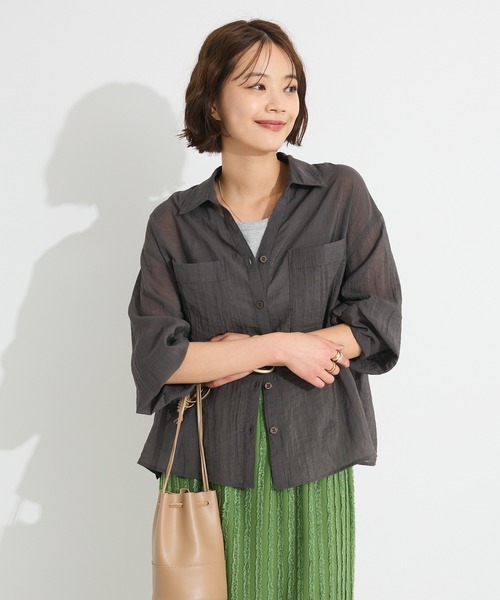 CRAFT STANDARD BOUTIQUE（クラフトスタンダードブティック）の「シアーシャツ◆（シャツ/ブラウス・レディース・ホワイト/ブラウン/チャコールグレー・FREE）」の19枚目の写真